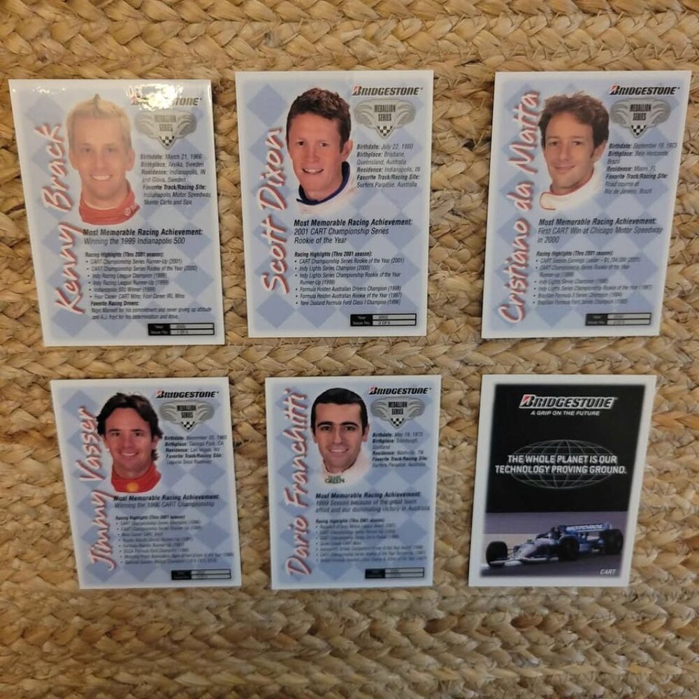 2002 Bridgestone First Edition Medallion Series Racing Complete Set 0f 5 - Picture 2 of 5